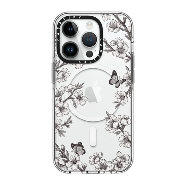 CASETiFY iPhone 14 Pro Case Clear Clear Case MagSafe Compatible Floral,Floral Black Sakura Garden CASETiFY iPhone 14 Pro Case Clear Clear Case MagSafe Compatible Floral,Floral Black Sakura Garden