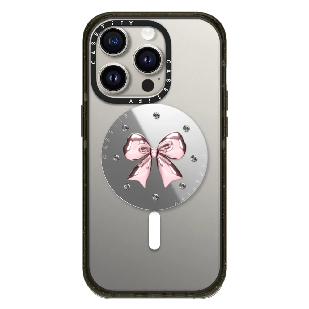Snappy™ Mirror Grip Stand MagSafe Compatible - Metallic Pink Ribbon