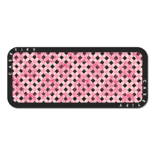 Snappy Laptop Phone Mount - Strawberry Lover With Check Pattern