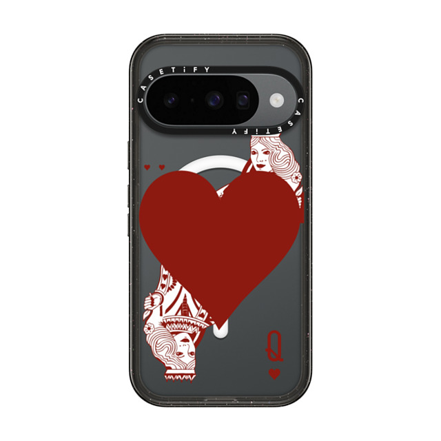 CASETiFY Pixel 10 �P�[�X �u���b�N �}�O�l�b�g�� �C���p�N�g�P�[�X Heart Heart Queen Of Heart