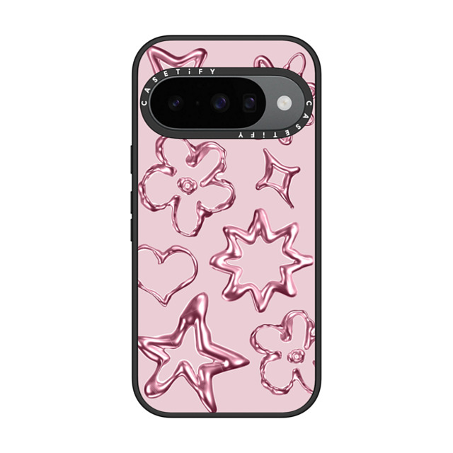 CASETiFY Pixel 10 ケース マットブラック Impact Magnetic Case Chrome,monochrome Chrome,monochrome Chrome Doodles - Soft Blush