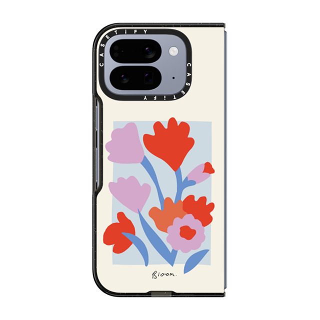 CASETiFY Pixel 10 Pro Fold Case Black Impact Magnetic Case Floral t[ Blooming Flowers