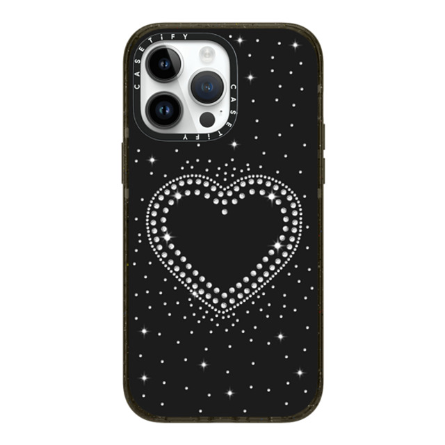 CASETiFY iPhone 14 Pro Max ケース ブラック インパクトケース MagSafe対応 Heart,Monochrome,Pattern RHINESTONE ROMANCE