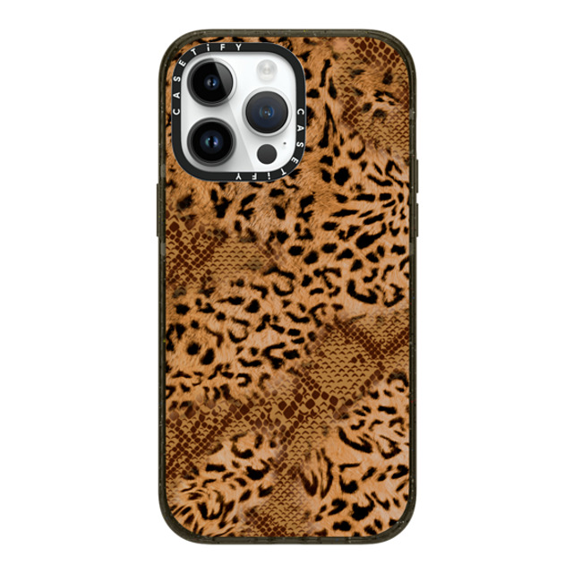 CASETiFY iPhone 14 Pro Max ケース ブラック インパクトケース MagSafe対応 Leopard Brown Leopard