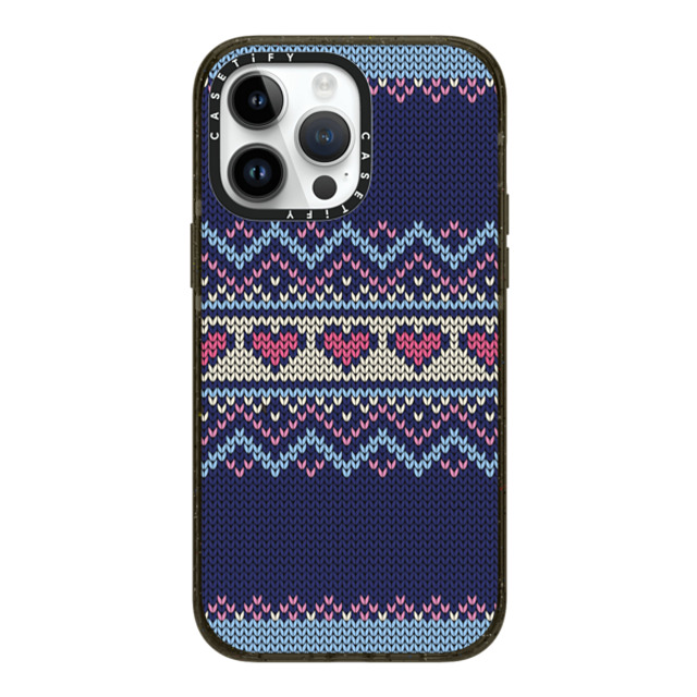 CASETiFY iPhone 14 Pro Max ケース ブラック インパクトケース MagSafe対応 Blue Fair Isle Sweater casetify_artist