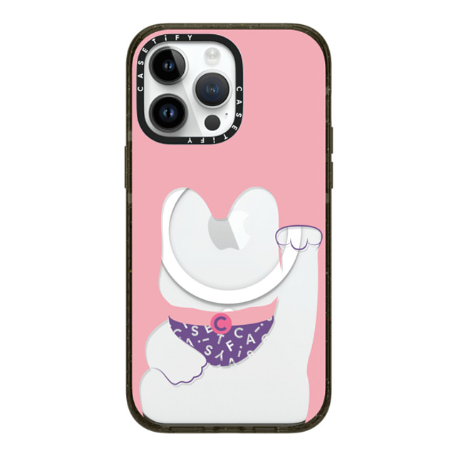 CASETiFY iPhone 14 Pro Max ケース ブラック インパクトケース MagSafe対応 Lucky Cat Pink casetify_artist