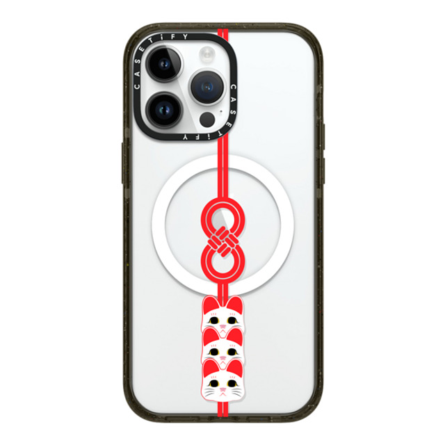 CASETiFY iPhone 14 Pro Max ケース ブラック インパクトケース MagSafe対応 Lucky Knot, Lucky Cat casetify_artist