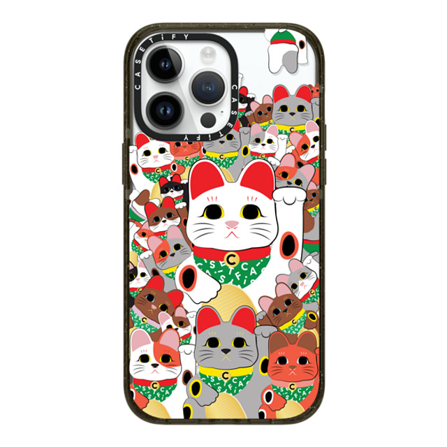 CASETiFY iPhone 14 Pro Max ケース ブラック インパクトケース MagSafe対応 Lucky Cat Parade casetify_artist