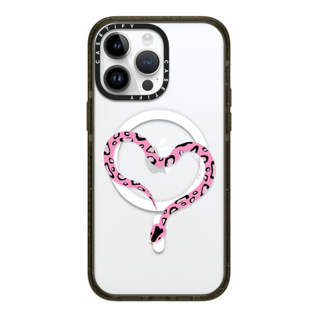 CASETiFY iPhone 14 Pro Max ケース ブラック インパクトケース MagSafe対応 Pink Heart Snake casetify_artist