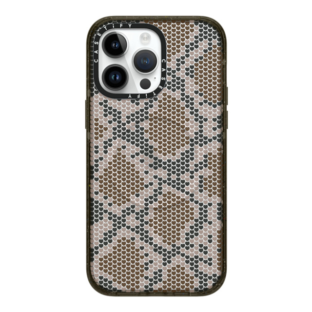 CASETiFY iPhone 14 Pro Max ケース ブラック インパクトケース MagSafe対応 Brown Heart Snake Print casetify_artist