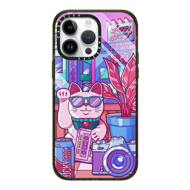 CASETiFY iPhone 14 Pro Max ケース ブラック インパクトケース MagSafe対応 Lucky Cat City Pop casetify_artist