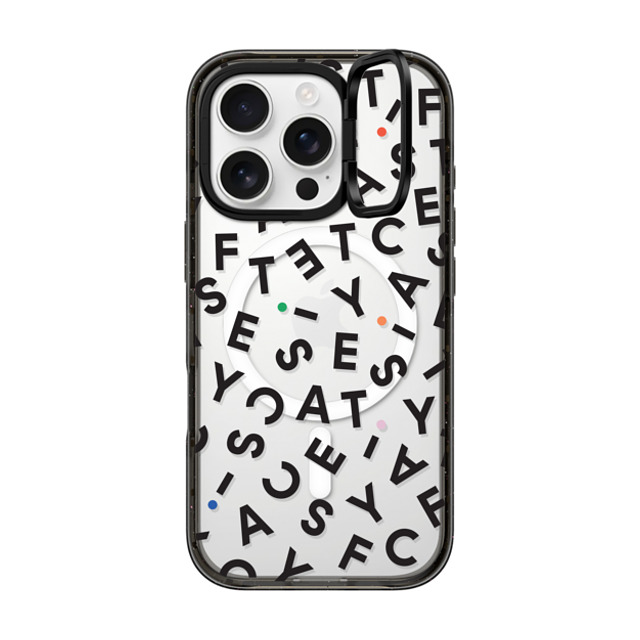 CASETiFY iPhone 16 Pro ケース ブラック インパクトリングスタンドケース MagSafe対応 モノグラム casetify_artist