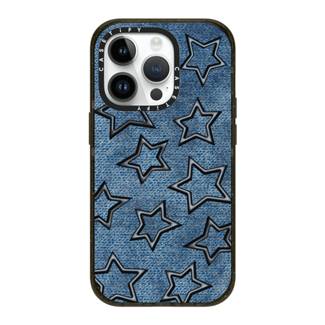 CASETiFY iPhone 14 Pro ケース ブラック インパクトケース MagSafe対応 Dark Academia,Star STAR DENIM