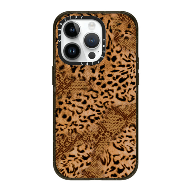 CASETiFY iPhone 14 Pro ケース ブラック インパクトケース MagSafe対応 Leopard Brown Leopard