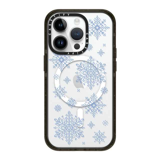 CASETiFY iPhone 14 Pro ケース ブラック インパクトケース MagSafe対応 Needlepoint Snowflakes casetify_artist