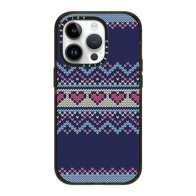 CASETiFY iPhone 14 Pro ケース ブラック インパクトケース MagSafe対応 Blue Fair Isle Sweater casetify_artist