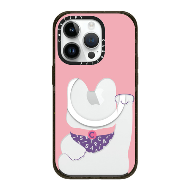 CASETiFY iPhone 14 Pro ケース ブラック インパクトケース MagSafe対応 Lucky Cat Pink casetify_artist