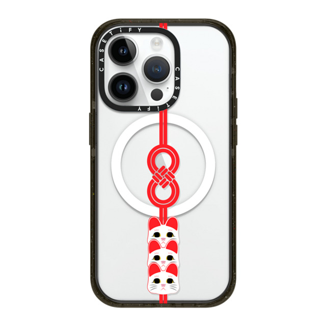 CASETiFY iPhone 14 Pro ケース ブラック インパクトケース MagSafe対応 Lucky Knot, Lucky Cat casetify_artist