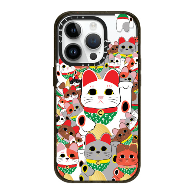 CASETiFY iPhone 14 Pro ケース ブラック インパクトケース MagSafe対応 Lucky Cat Parade casetify_artist