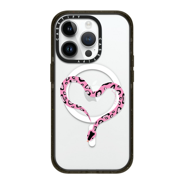 CASETiFY iPhone 14 Pro ケース ブラック インパクトケース MagSafe対応 Pink Heart Snake casetify_artist