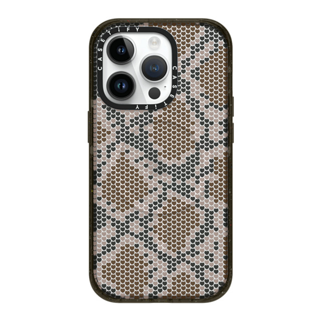 CASETiFY iPhone 14 Pro ケース ブラック インパクトケース MagSafe対応 Brown Heart Snake Print casetify_artist