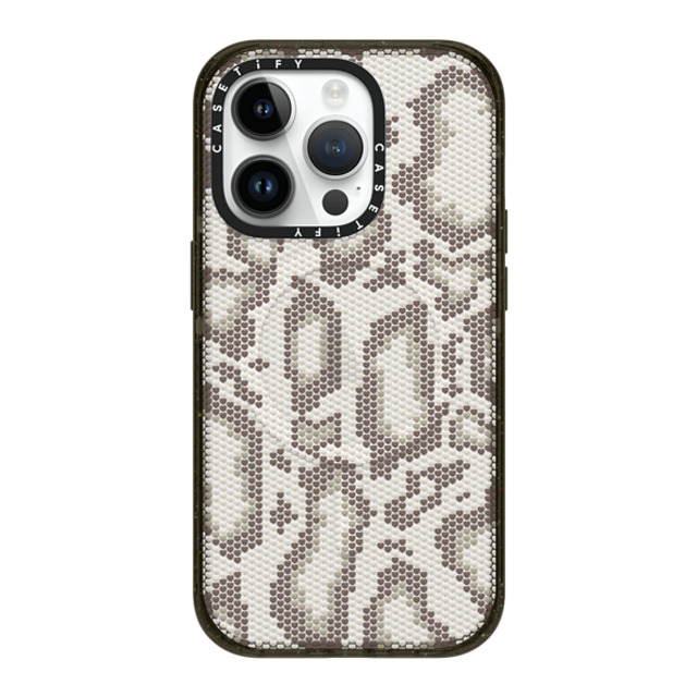 CASETiFY iPhone 14 Pro ケース ブラック インパクトケース MagSafe対応 Beige Heart Snake Print casetify_artist