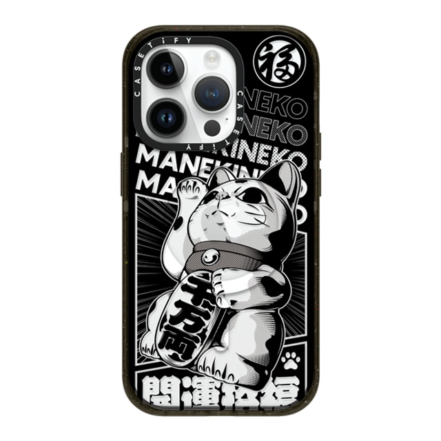 CASETiFY iPhone 14 Pro ケース ブラック インパクトケース MagSafe対応 Lucky Cat Comic casetify_artist