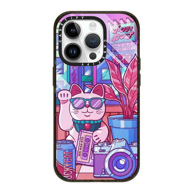 CASETiFY iPhone 14 Pro ケース ブラック インパクトケース MagSafe対応 Lucky Cat City Pop casetify_artist