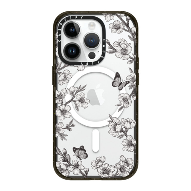CASETiFY iPhone 14 Pro ケース ブラック インパクトケース MagSafe対応 フローラル Black Sakura Garden
