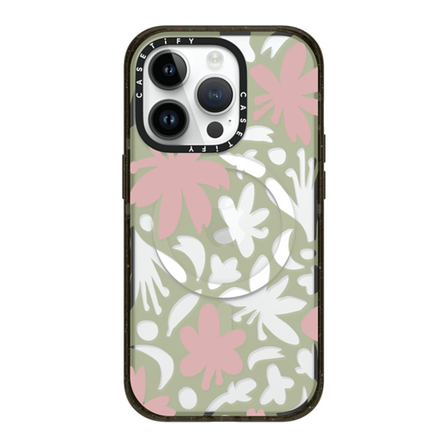 CASETiFY iPhone 14 Pro ケース ブラック インパクトケース MagSafe対応 フローラル Botanical Sakura