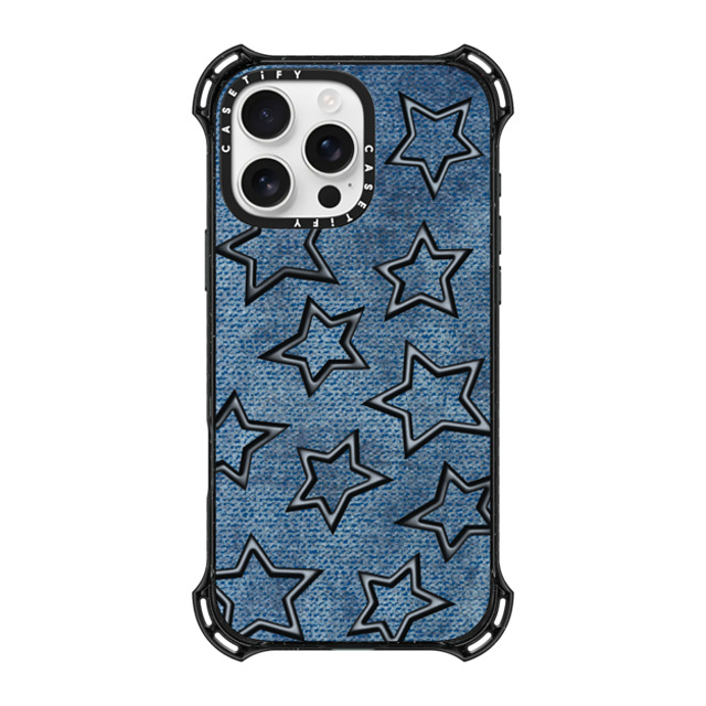 CASETiFY iPhone 16 Pro Max ケース ブラック バウンスケース Dark Academia,Star STAR DENIM