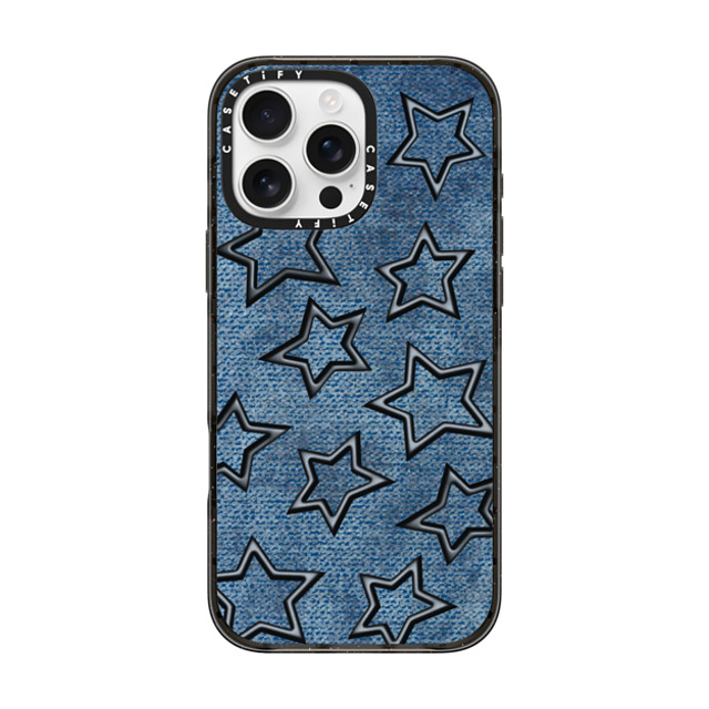 CASETiFY iPhone 16 Pro Max ケース ブラック インパクトケース MagSafe対応 Dark Academia,Star STAR DENIM