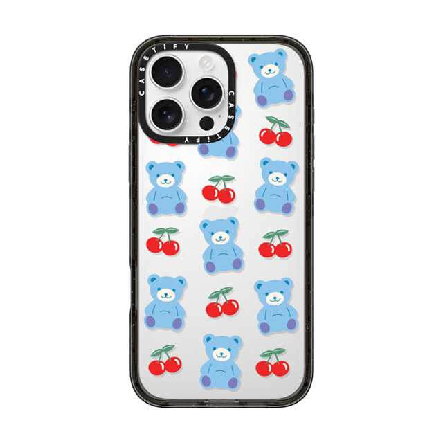 CASETiFY iPhone 16 Pro Max ケース ブラック インパクトケース Animal,Cartoon,Pattern,Cartoon,Y2K,Bear Cherrie Bear