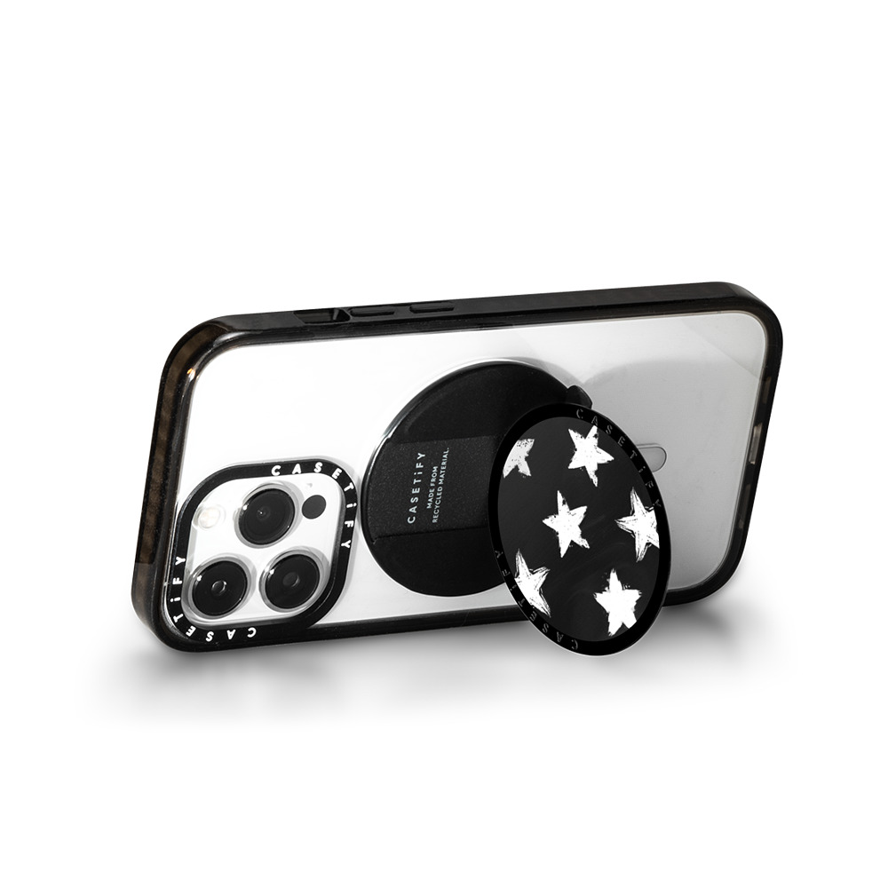 CASETiFY Snappy グリップスタンド Black Snappy グリップスタンド MagSafe対応 Monochrome,Pattern,Star Star Marks CASETiFY Snappy グリップスタンド Black Snappy グリップスタンド MagSafe対応 Monochrome,Pattern,Star Star Marks