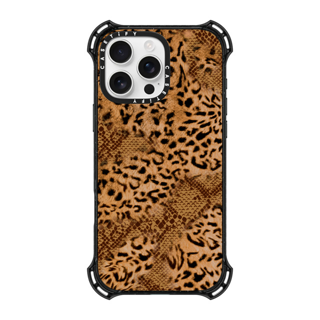 CASETiFY iPhone 16 Pro Max ケース ブラック バウンスケース Leopard Brown Leopard