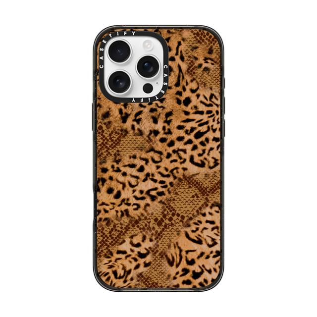 CASETiFY iPhone 16 Pro Max ケース ブラック インパクトケース MagSafe対応 Leopard Brown Leopard