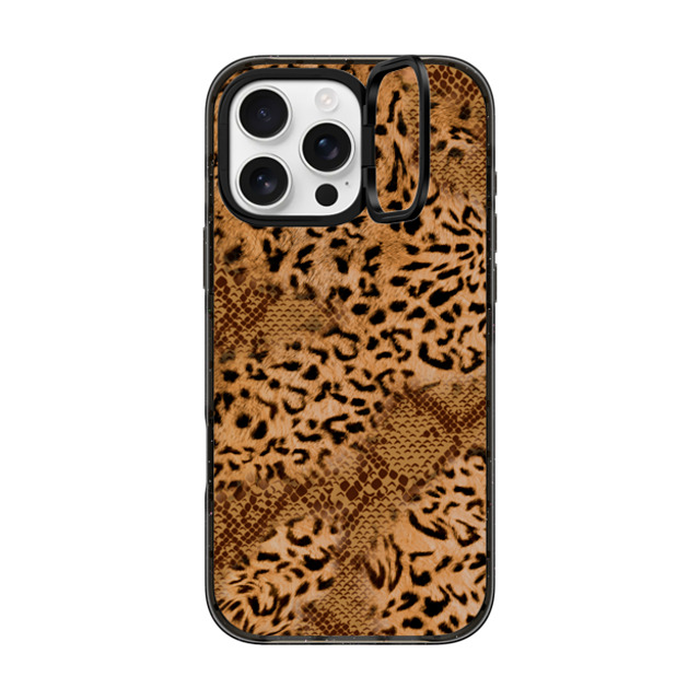 CASETiFY iPhone 16 Pro Max ケース ブラック インパクトリングスタンドケース MagSafe対応 Leopard Brown Leopard