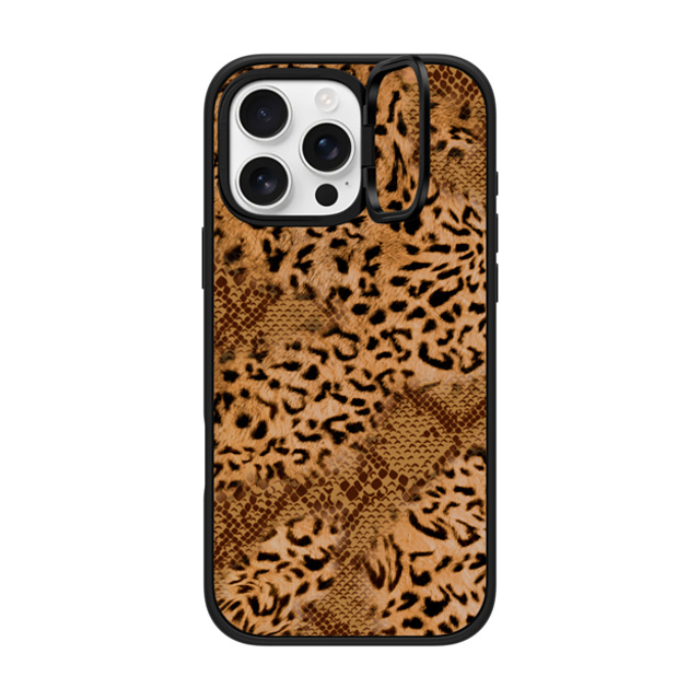 CASETiFY iPhone 16 Pro Max ケース マットブラック インパクトリングスタンドケース MagSafe対応 Leopard Brown Leopard