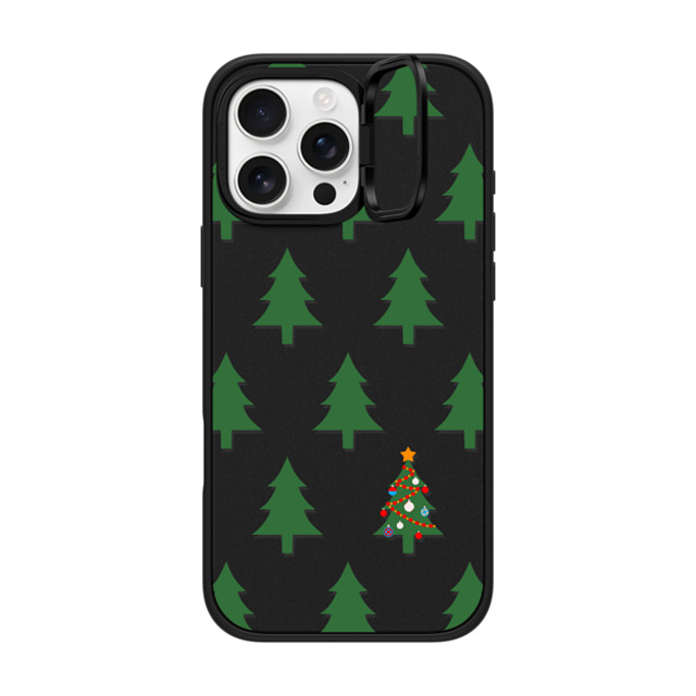 CASETiFY iPhone 16 Pro Max ケース マットブラック インパクトリングスタンドケース MagSafe対応 O Christmas Tree casetify_artist