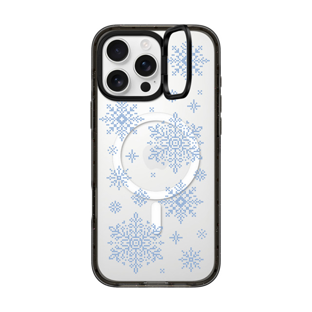 CASETiFY iPhone 16 Pro Max ケース ブラック インパクトリングスタンドケース MagSafe対応 Needlepoint Snowflakes casetify_artist