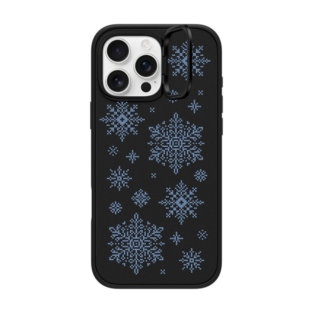 CASETiFY iPhone 16 Pro Max ケース マットブラック インパクトリングスタンドケース MagSafe対応 Needlepoint Snowflakes casetify_artist