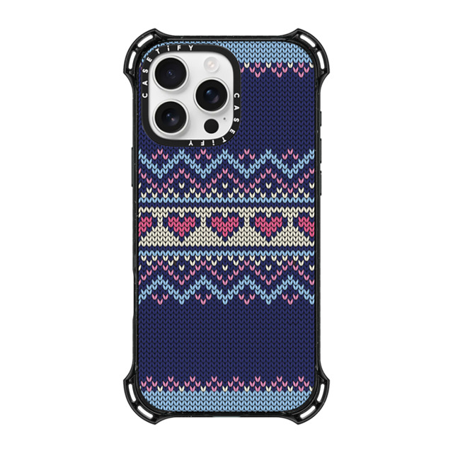 CASETiFY iPhone 16 Pro Max ケース ブラック バウンスケース Blue Fair Isle Sweater casetify_artist