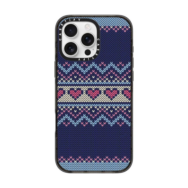 CASETiFY iPhone 16 Pro Max ケース ブラック インパクトケース MagSafe対応 Blue Fair Isle Sweater casetify_artist