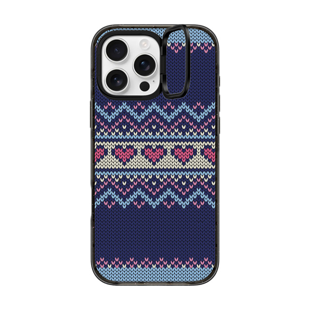 CASETiFY iPhone 16 Pro Max ケース ブラック インパクトリングスタンドケース MagSafe対応 Blue Fair Isle Sweater casetify_artist