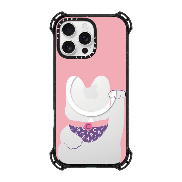 CASETiFY iPhone 16 Pro Max ケース ブラック バウンスケース Lucky Cat Pink casetify_artist