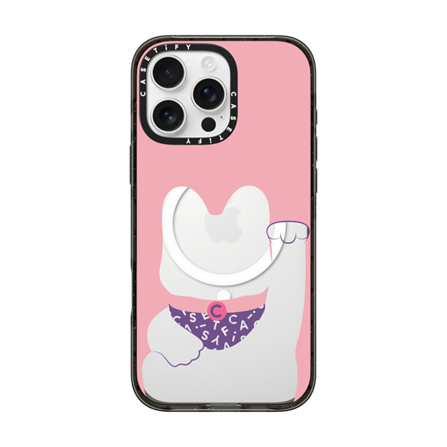 CASETiFY iPhone 16 Pro Max ケース ブラック インパクトケース MagSafe対応 Lucky Cat Pink casetify_artist