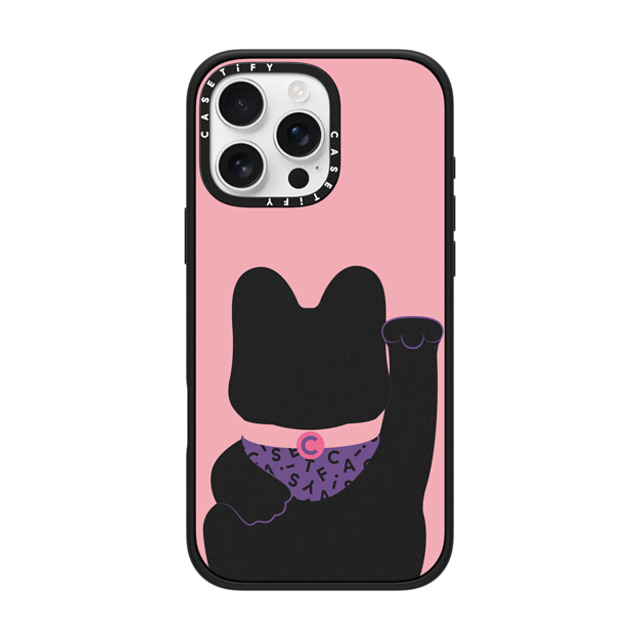 CASETiFY iPhone 16 Pro Max ケース マットブラック インパクトケース MagSafe対応 Lucky Cat Pink casetify_artist