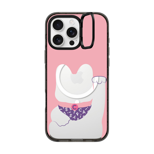 CASETiFY iPhone 16 Pro Max ケース ブラック インパクトリングスタンドケース MagSafe対応 Lucky Cat Pink casetify_artist