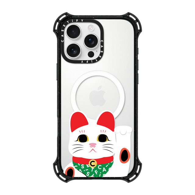 CASETiFY iPhone 16 Pro Max ケース ブラック バウンスケース Waving Lucky Cat casetify_artist