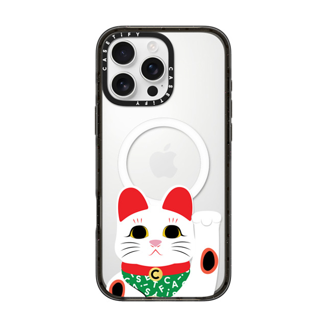 CASETiFY iPhone 16 Pro Max ケース ブラック インパクトケース MagSafe対応 Waving Lucky Cat casetify_artist